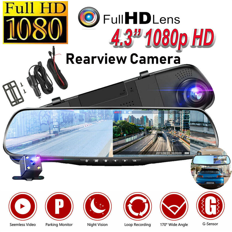 Car Accessories Youtube - Mirror Dash Cam FHD Dual Lens