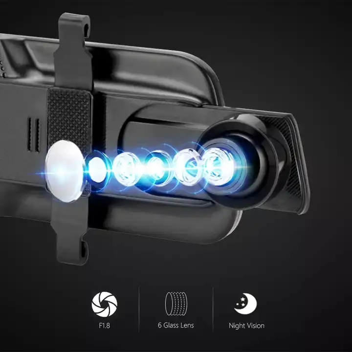 10'' Mirror Dash Cam Night Vis - Rear Camera For Car 评论和价格