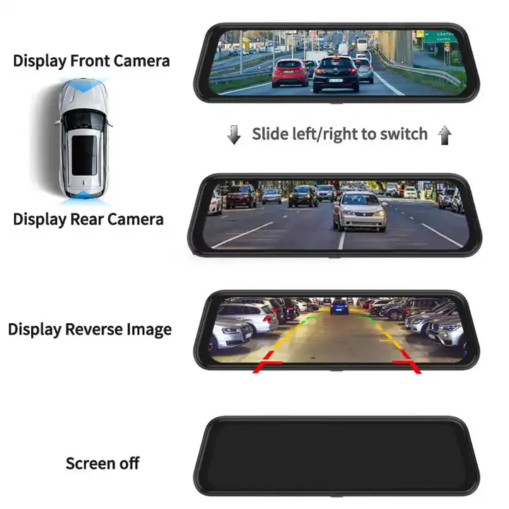 10'' Mirror Dash Cam Night Vis - Rear Camera For Car 评论和价格