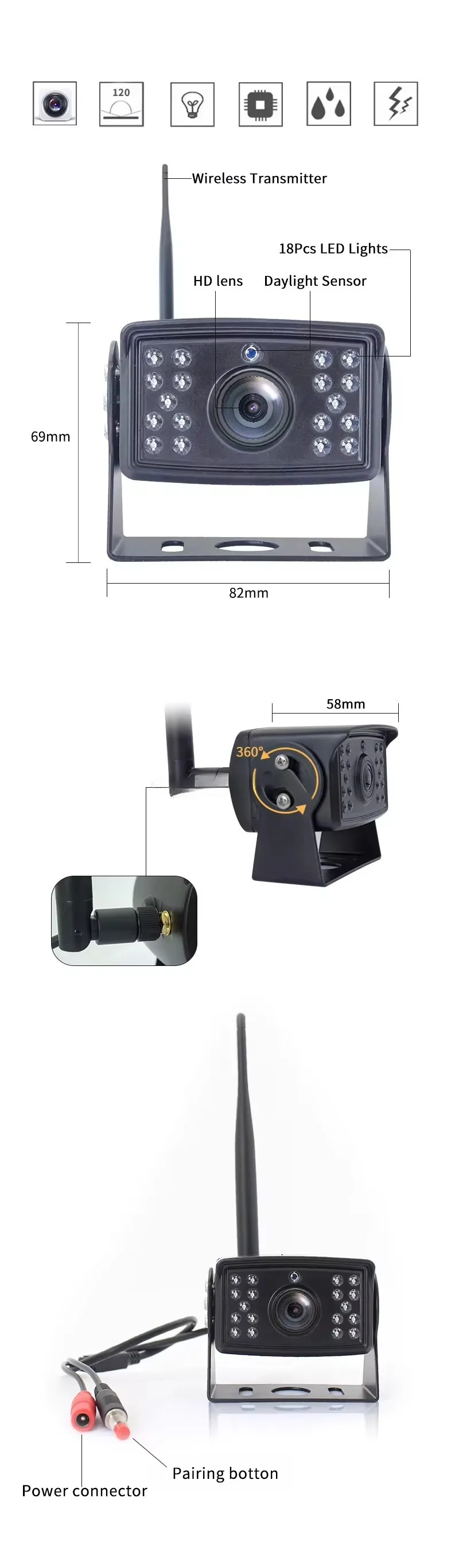 720P Wireless RV Backup Camera - Rear Camera For Car 评论和价格