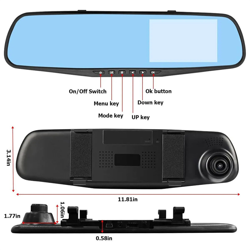 Mirror Dash Cam FHD Dual Lens  - Car Accessories Youtube 评论和价格